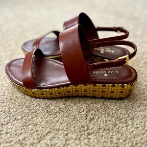 Kate Spade Brown Leather Platform Sandals